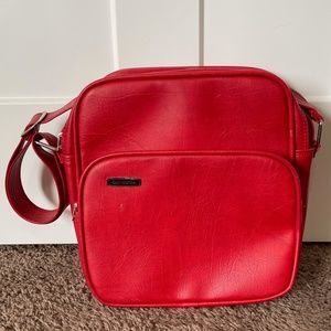 Samsonite Red Vintage Leather Crossbody Travel Bag Rare Find